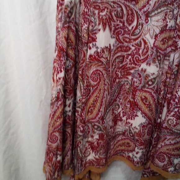 Entro Dress Women M Sleeveless Asymmetrical Hem Paisley Print Flowing Red Brown - Picture 8 of 15